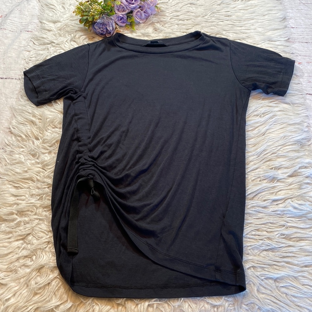 ALLSAINTS Ryder Lux Ruched Side Black Short Sleeve Tee Shirt sz S